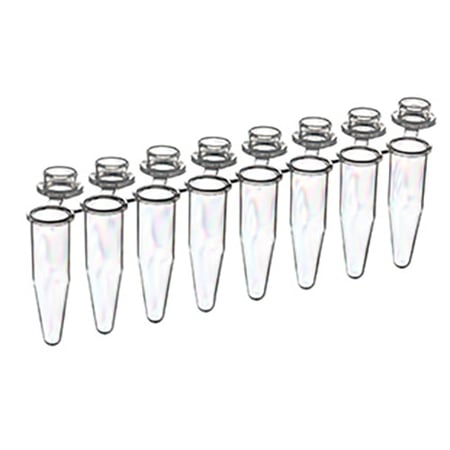 Greiner - sapphire breakable 8 tube strips with individually attached caps